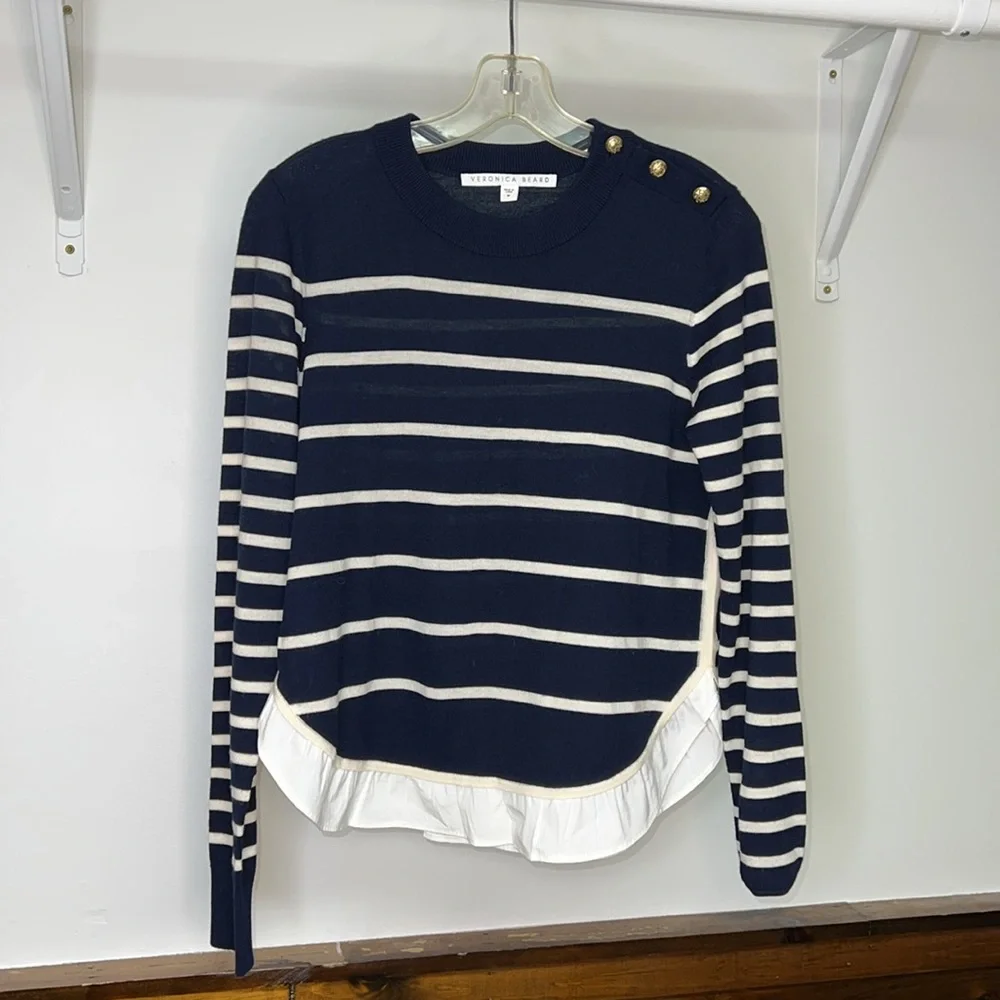 Veronica Beard Ollie Ruffle Hem Sweater- M‎